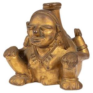 Figura "Botella" de Aleación de Oro y Bronce de la Cultura Precolombina de Tumaco, 100 a.C. - 400 d.C.