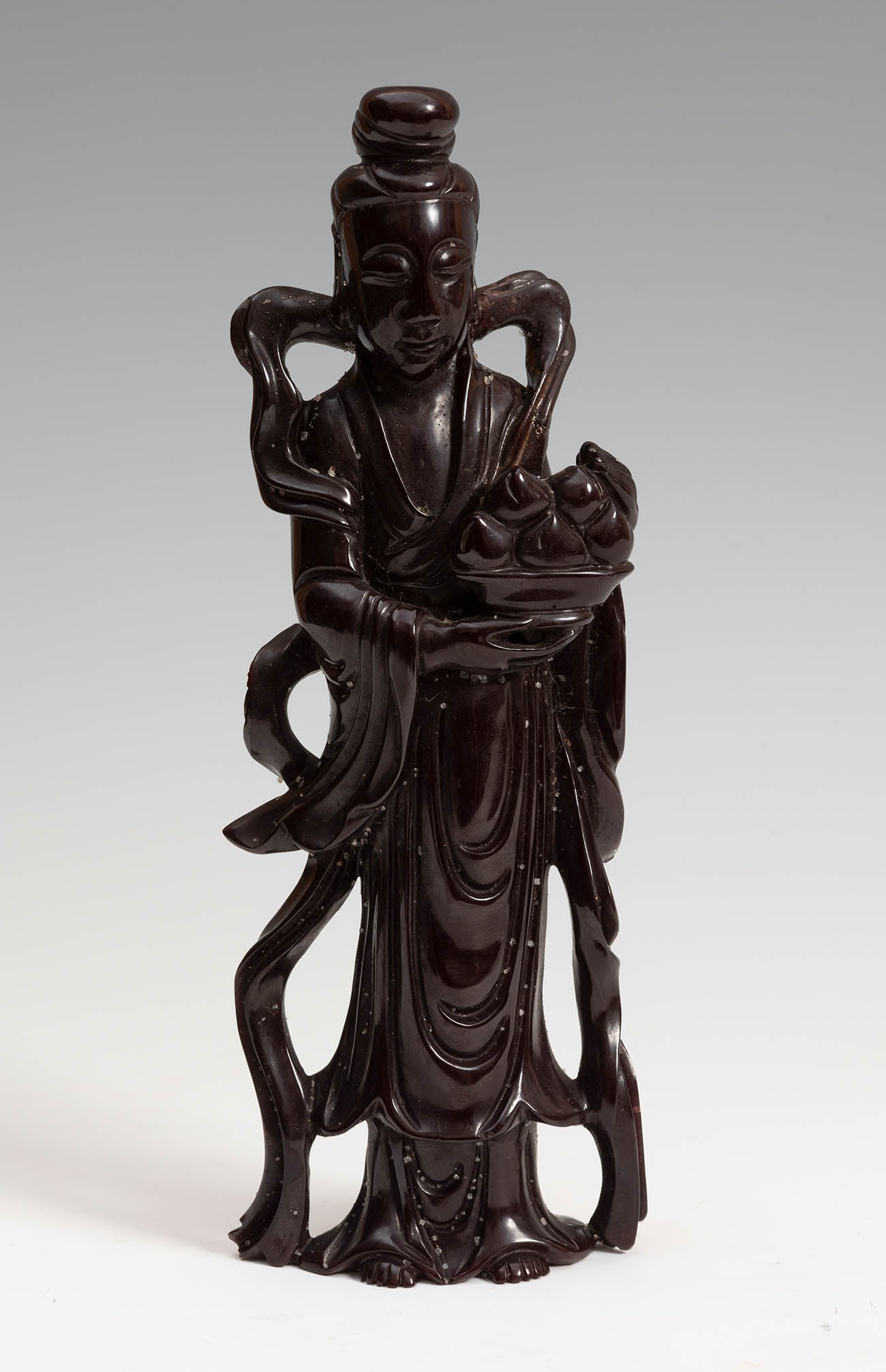 Escultura China de Piedra Dura de la Figura de Guanyin, de Mediados del Siglo XX