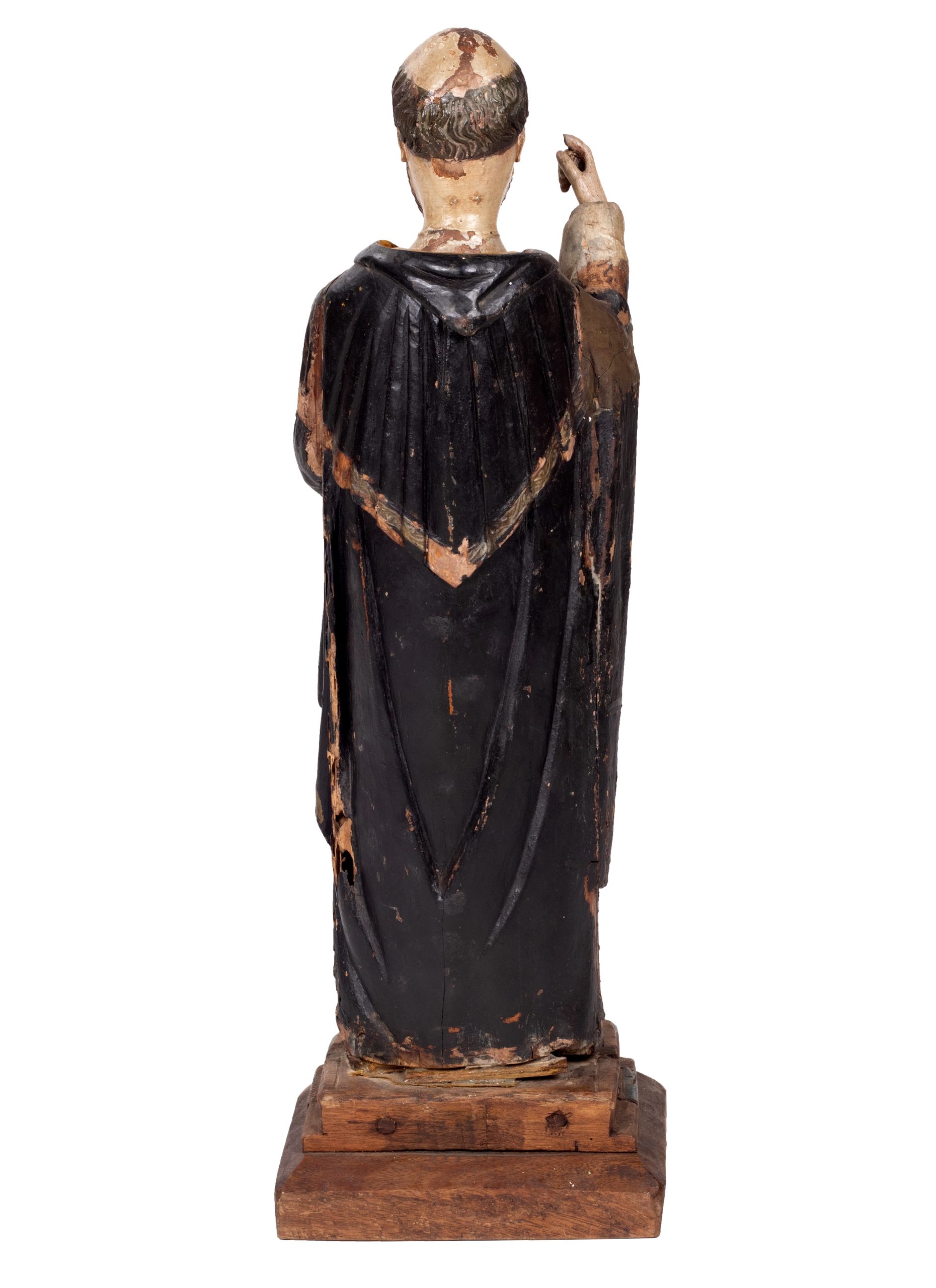 Santo de la Orden Dominicana Pintado y Dorado en Madera, del Siglo XVIII