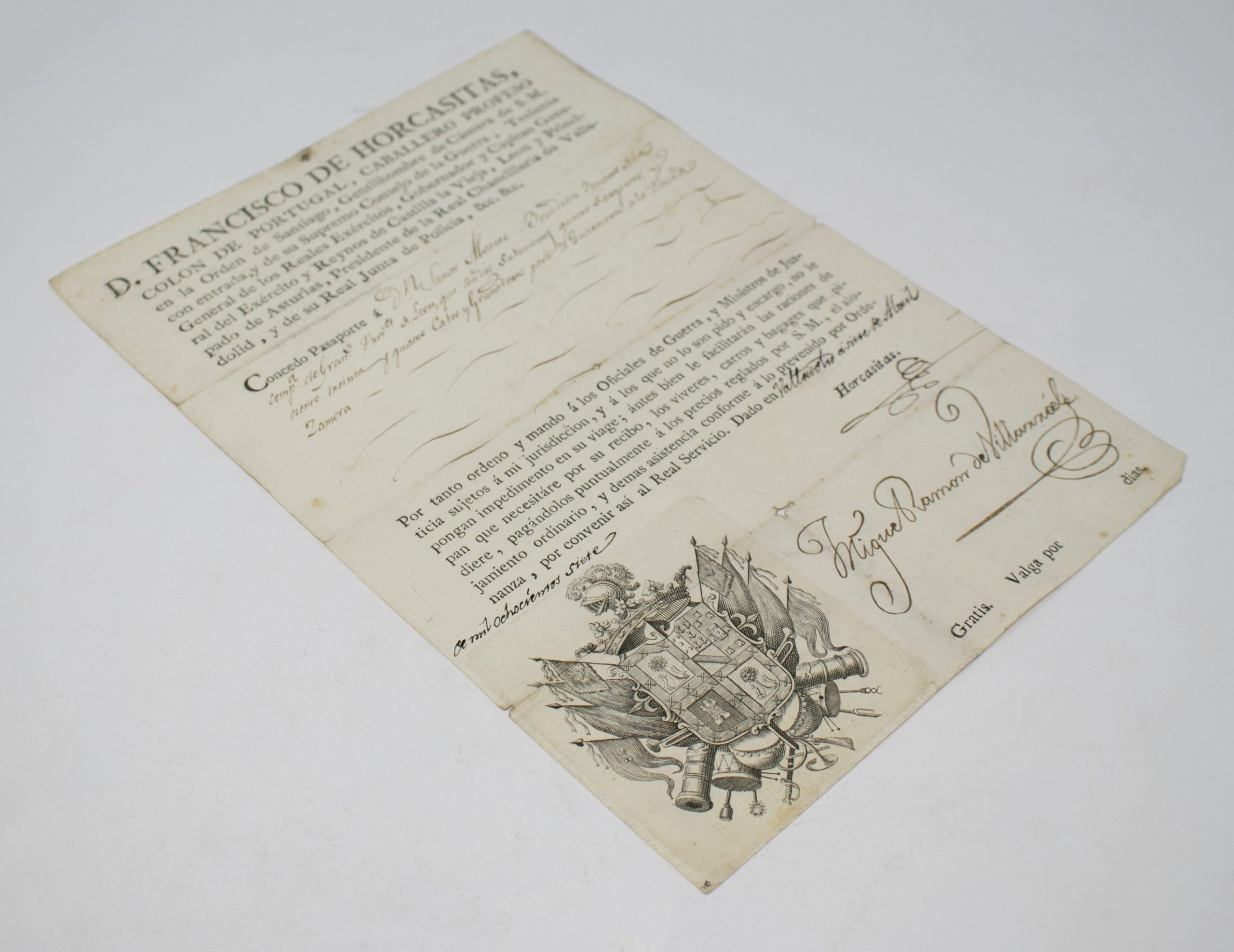 Pasaporte Español Escrito a Mano en Papel, Correspondiente al Año 1815
