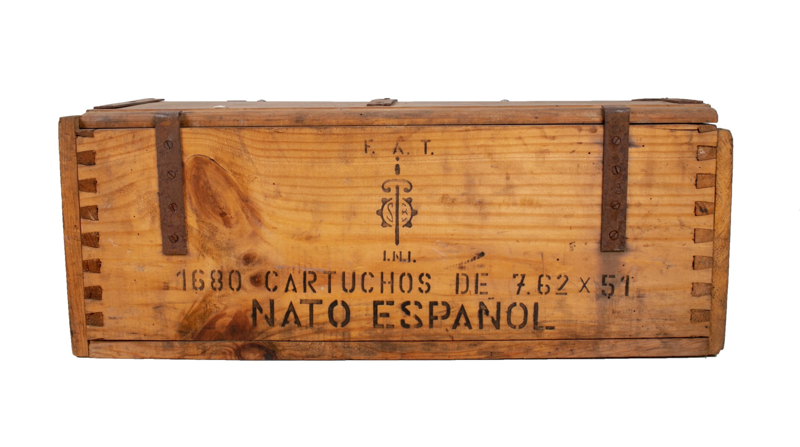 Cajas de Munición de Madera y con Herrajes del Ejército Español, de los Años 70