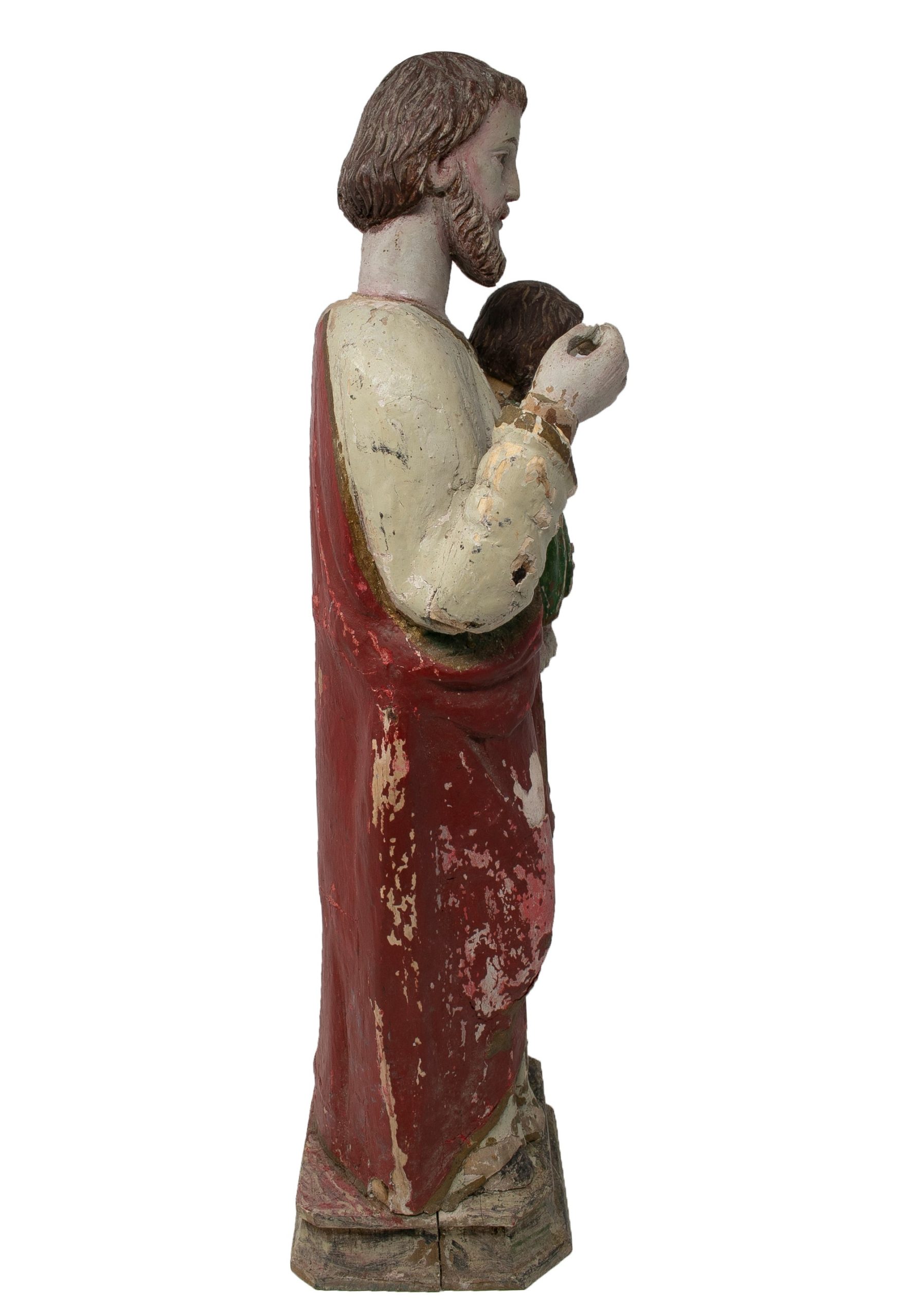 Escultura Figurativa Española de Madera Pintada, de Mediados del Siglo XIX