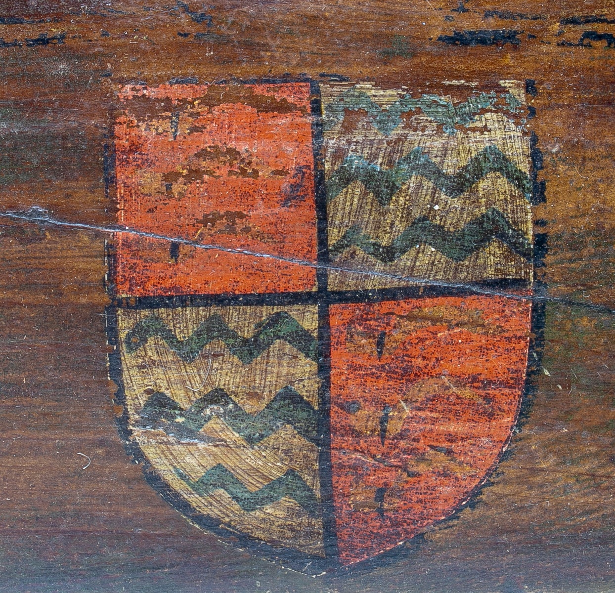 Par de Escudos Pintados Sobre Madera Parte de Un Techo Español, del Siglo XVI