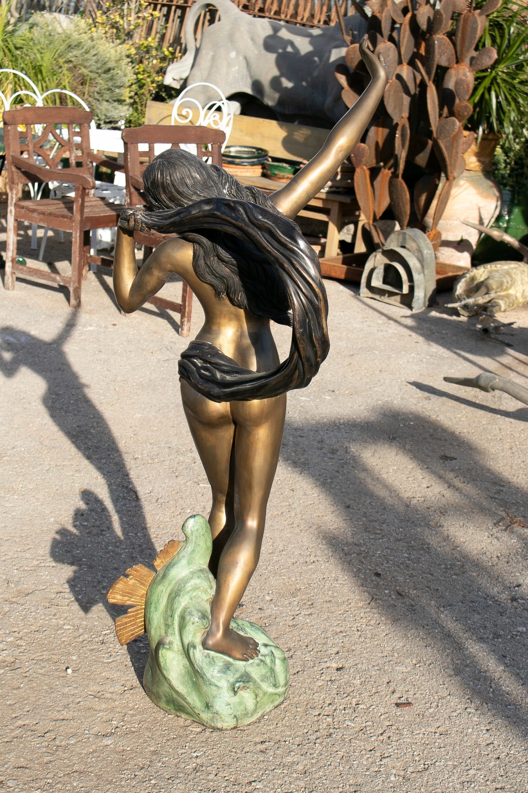 Escultura de Jardín de Bronce de una Bailarina, de los Años 80
