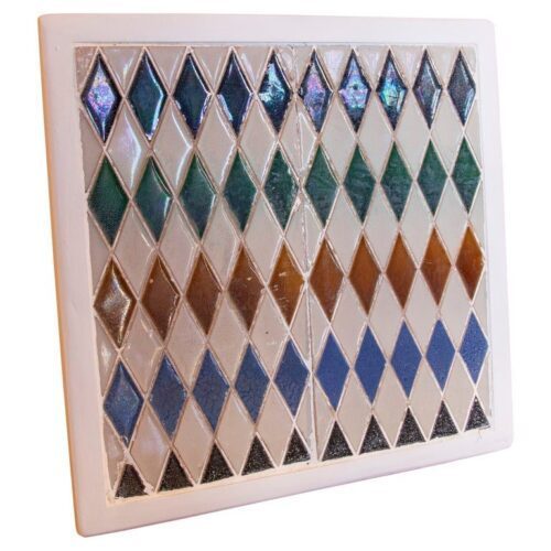Azulejo decorativo español de los años 50 enmarcado en madera en diferentes colores