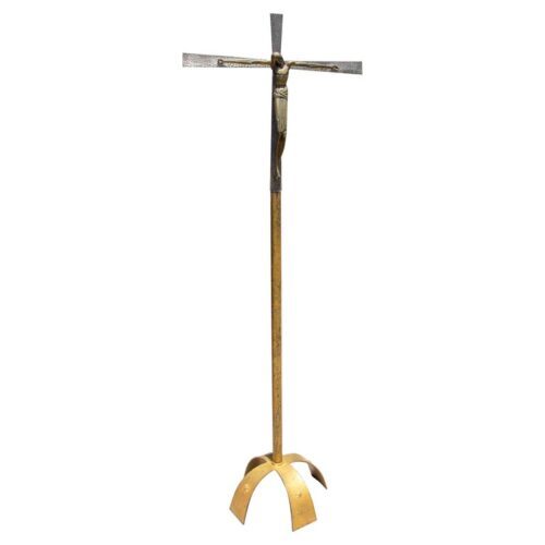 Cruz de Cristo de bronce de los años 50 sobre base de estrella