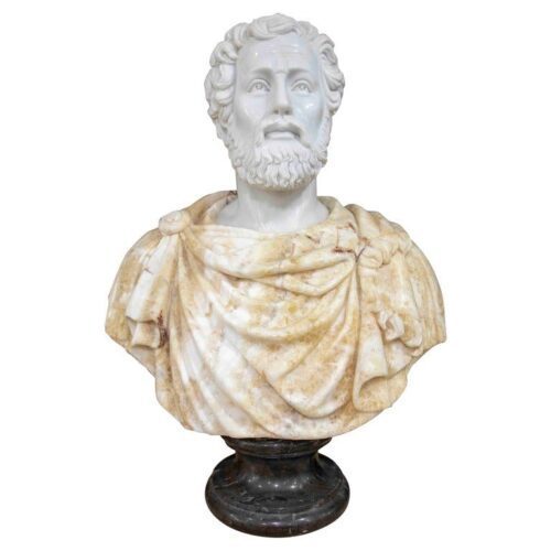 Busto clásico de mármol tallado a mano en estilo romano