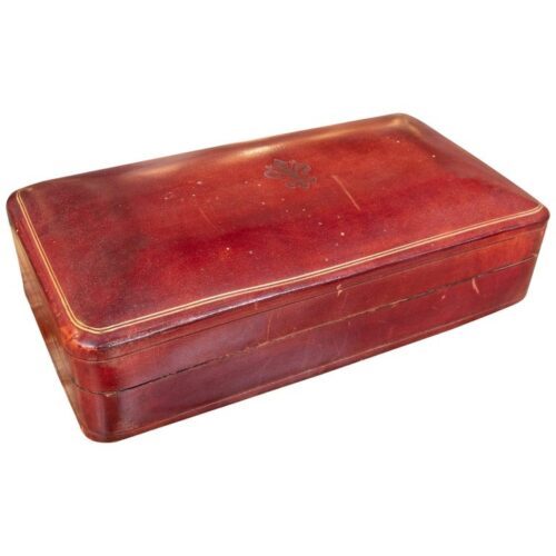 Caja italiana de los años 50, de cuero color burdeos, para joyas o de escritorio, Florencia
