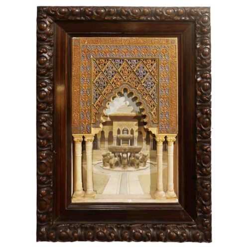 Maqueta nasrí del siglo XIX hecho a mano, inspirado en el Patio de los Leones de la Alhambra